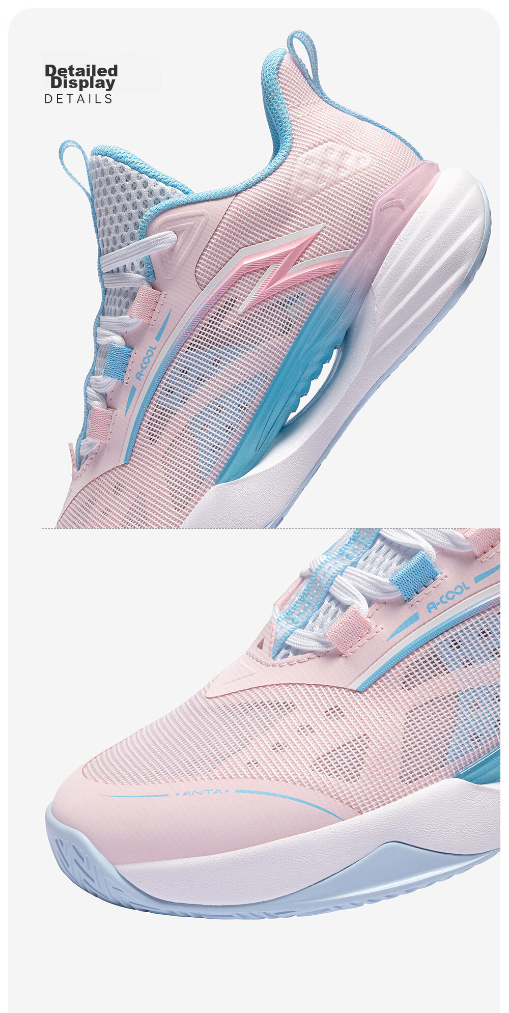 Anta Kids Boys Sports Shoes Big Kids 2026 Summer Mesh Breathable Performance Wind Tunnel Basketball Shoes A12621105 26